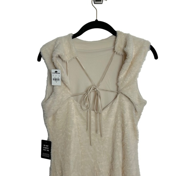 Express Faux Fur Dress Back Tie Stretch BodyCon Dress NEW! SZS - Picture 6 of 7
